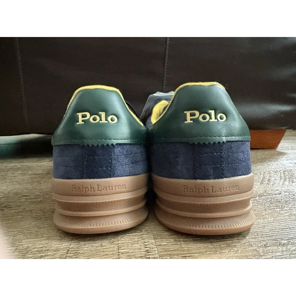 Polo Ralph Lauren Heritage Aera Suede Shoes Navy Yellow Forest Men’s Sz 14